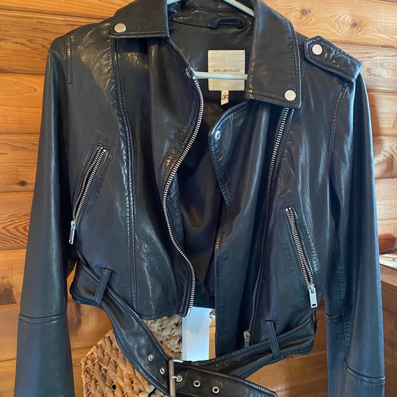 Avec Les Filles - Vintage Wash Genuine Leather Biker - Picture 3 of 6
